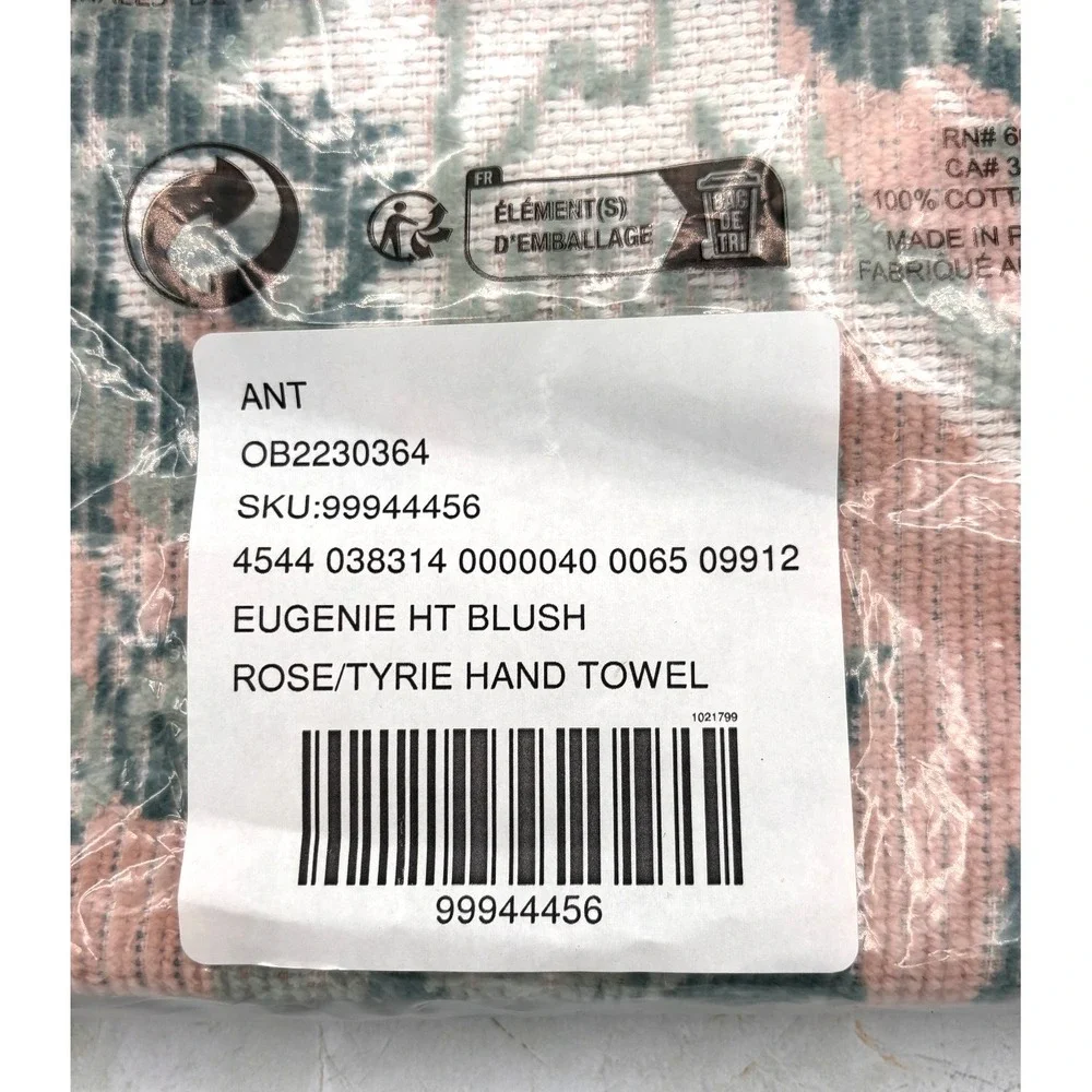 Anthropologie Eugenie Cotton Woven Floral Hand Towel Rose Tyrie Blush NWT 30x16‎